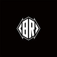 br logo monogramme avec bouclier forme dessins modèle vecteur