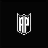 ap logo monogramme avec bouclier forme dessins modèle vecteur