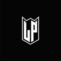 lp logo monogramme avec bouclier forme dessins modèle vecteur