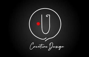 u alphabet lettre logo icône conception avec ligne rouge point et ancien style. noir et blanc Créatif modèle pour entreprise et affaires vecteur