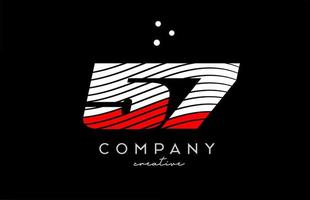 57 nombre logo avec rouge blanc lignes et points. entreprise Créatif modèle conception pour affaires et entreprise vecteur