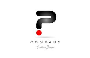 rouge noir point p alphabet lettre logo icône conception avec pente. Créatif modèle pour affaires et entreprise vecteur