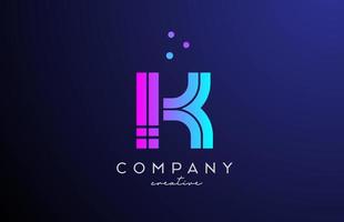 bleu rose k alphabet lettre logo avec points. entreprise Créatif modèle conception pour affaires et entreprise vecteur