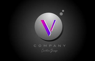v sphère alphabet lettre logo icône conception avec point. rose gris Créatif modèle pour entreprise et affaires vecteur