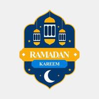 Ramadan kareem badge lanterne vecteur