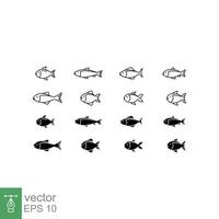 poisson ligne et glyphe icône ensemble. Facile contour et solide style. signe symbole collection. mer vie, Poissons concept pour modèle conception. vecteur illustration isolé sur blanc Contexte. eps dix.