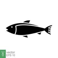 poisson icône vecteur silhouette symbole. mer vie, thon, Poissons, la nature concept pour nourriture modèle conception. solide, glyphe vecteur illustration isolé sur blanc Contexte. eps dix.