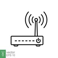 Wifi routeur icône. Facile contour style pour la toile modèle et application. haut débit, modem, sans fil, l'Internet, mince ligne vecteur illustration conception isolé sur blanc Contexte. eps dix.