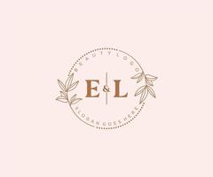 initiale el des lettres magnifique floral féminin modifiable premade monoline logo adapté pour spa salon peau cheveux beauté boutique et cosmétique entreprise. vecteur