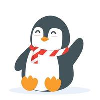 vecteur de dessin animé mignon pingouin assis animal