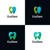 logos dentaires brillants avec des formes de feuilles vecteur