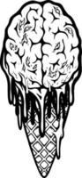 terrifiant zombi la glace crème cerveau monochrome vecteur des illustrations pour votre travail logo, marchandise T-shirt, autocollants et étiquette conceptions, affiche, salutation cartes La publicité affaires entreprise ou marques