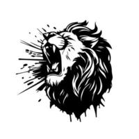 Lion tête visage logo silhouette noir icône tatouage mascotte main tiré Lion Roi silhouette animal vecteur illustration