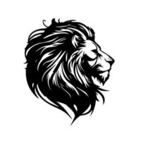 Lion tête visage logo silhouette noir icône tatouage mascotte main tiré Lion Roi silhouette animal vecteur illustration