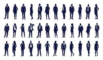 affaires gens silhouette ensemble affaires homme et femme silhouettes affaires équipe réunion Contexte vecteur illustration