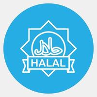 icône halal. islamique éléments de ramadan, eid Al Fitr, eid Al adha. Icônes dans bleu style. bien pour impressions, affiches, logo, décoration, salutation carte, etc. vecteur