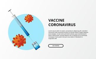 combattre le coronavirus. vaccin contre le covid-19. illustration concept de seringue et concept de bactéries virus 3d. vecteur