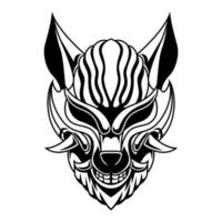 kitsune vecteur. Japon kitsune Loup tête noir et blanc masque Renard logo vecteur illustration