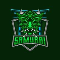 samouraï logo. ronin samouraï masque e-sport mascotte logo vecteur illustration