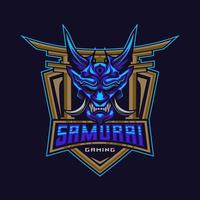 samouraï e-sport logo. ronin samouraï visage masque logo conception vecteur icône symbole modèle.