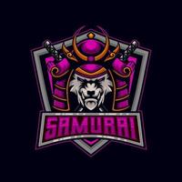 tigre samouraï e-sport logo. tigre samouraï avec katana logo conception vecteur illustration modèle