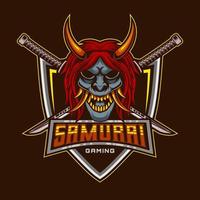 samouraï démon logo. samouraï ronin mascotte Shinigami e-sport logo conception vecteur modèle