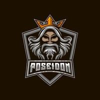 poseidon Roi mascotte e-sport logo conception vecteur illustration modèle