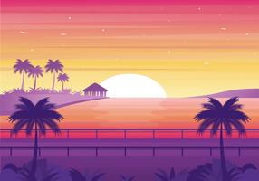 Illustration de paysage coucher de soleil Vector