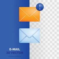 email notification vecteur illustration dans 3d brillant et Plastique style. pour technologie, les communications et affaires fins.