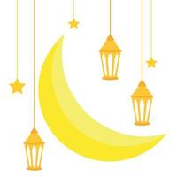 Ramadan lanterne et lune dessin animé islamique illustration décoration élément vecteur