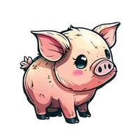 mignonne porc dessin animé style vecteur