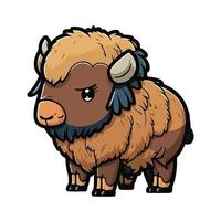 mignonne bison dessin animé style vecteur