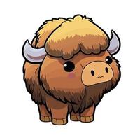 mignonne bison dessin animé style vecteur