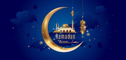 ramadan kareem carte de voeux islamique mosquée dorée vecteur