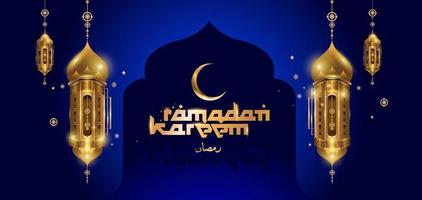 ramadan kareem carte de voeux islamique mosquée dorée vecteur