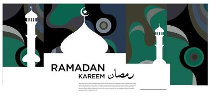 ramadan kareem mosquée islamique fond vert et bleu vecteur