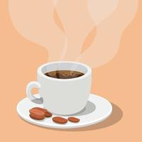 tasse à café avec conception de vecteur de haricots