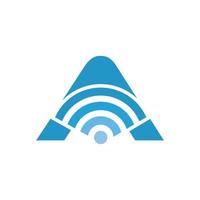 une lettre Wifi logo bleu Couleur vecteur