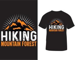 randonnée Montagne forêt- randonnée T-shirt conception pro Télécharger vecteur