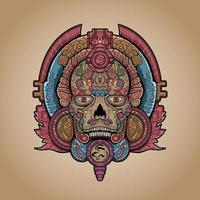crâne maya aztèque ancien culture totem tribal mexicain détail vecteur illustration ouvrages d'art