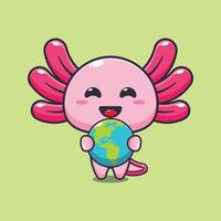 mignonne axolotl dessin animé vecteur illustration étreindre Terre.