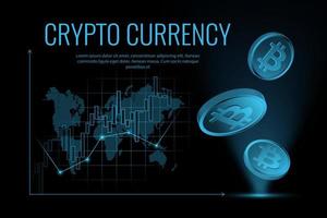 crypto-monnaie bitcoin concept. néon illustration. vecteur
