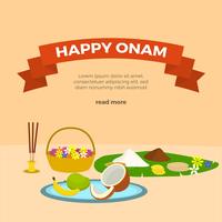 Salutations de vecteur plat heureux Onam