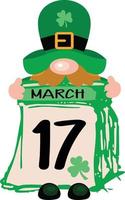 Saint patrick s journée gnome avec Mars 17 calendrier papier vecteur