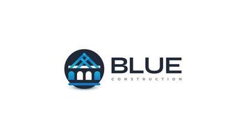 moderne et minimaliste bleu maison logo avec abstrait concept. adapté pour réel domaine, construction, architecture et bâtiment industrie logo vecteur