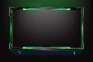 décoration de superposition d'écran de jeu avec des formes futuristes et des couleurs sombres. conception de superposition de jeu en direct avec boutons et panneaux d'écran. vecteur de superposition de diffusion en direct avec la couleur verte pour les joueurs en ligne.