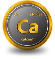 élément chimique de calcium. symbole chimique avec numéro atomique et masse atomique. vecteur