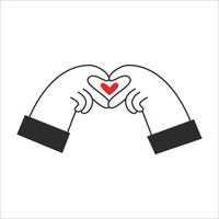 mains faire une forme de une cœur avec des doigts. la Saint-Valentin journée et l'amour symbole. romantique geste. vecteur plat illustration.