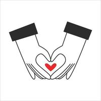 mains faire une forme de une cœur avec des doigts. la Saint-Valentin journée et l'amour symbole. romantique geste. vecteur plat illustration.