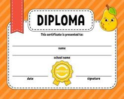 modèle de certificat de diplôme. pour l'école et la maternelle. pour les enfants et les enfants. illustration vectorielle. vecteur